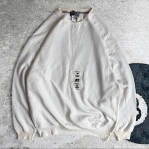 Vintage Russell Athletic Crewneck Sweatshirt, Y2K Deadstock Baggy Fit, White - S